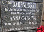 BADENHORST Anna Catrina 1924-2012