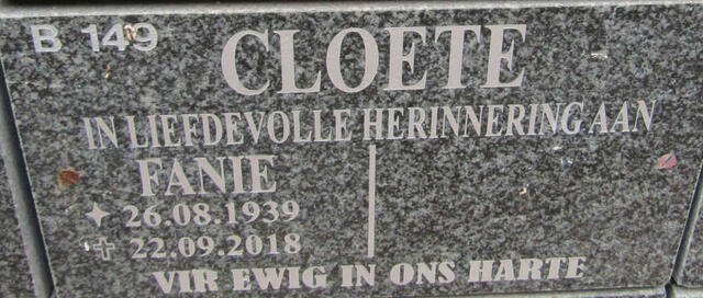 CLOETE Fanie 1939-2018
