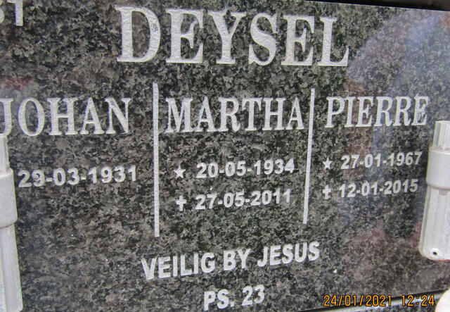 DEYSEL Johan 1931- :: DEYSEL Martha 1934-2011 :: DEYSEL Pierre 1967-2015