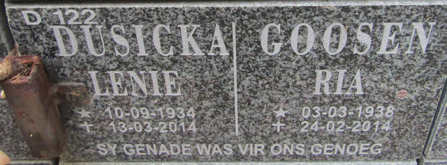 DUSICKA Lenie 1934-2014 :: GOOSEN Ria 1938-2014