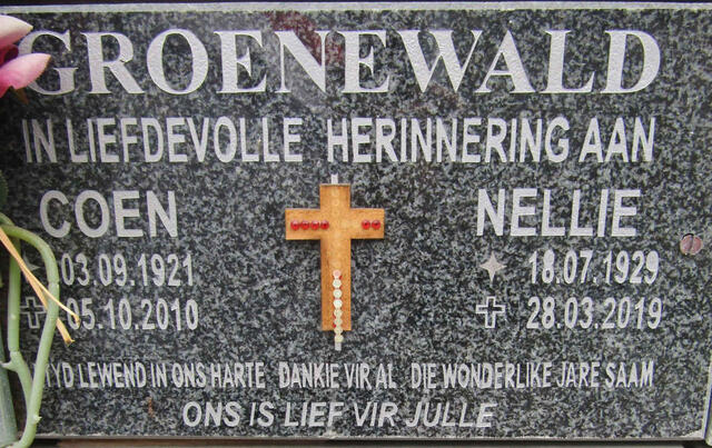 GROENEWALD Coen 1921-2010 & Nellie 1929-2019