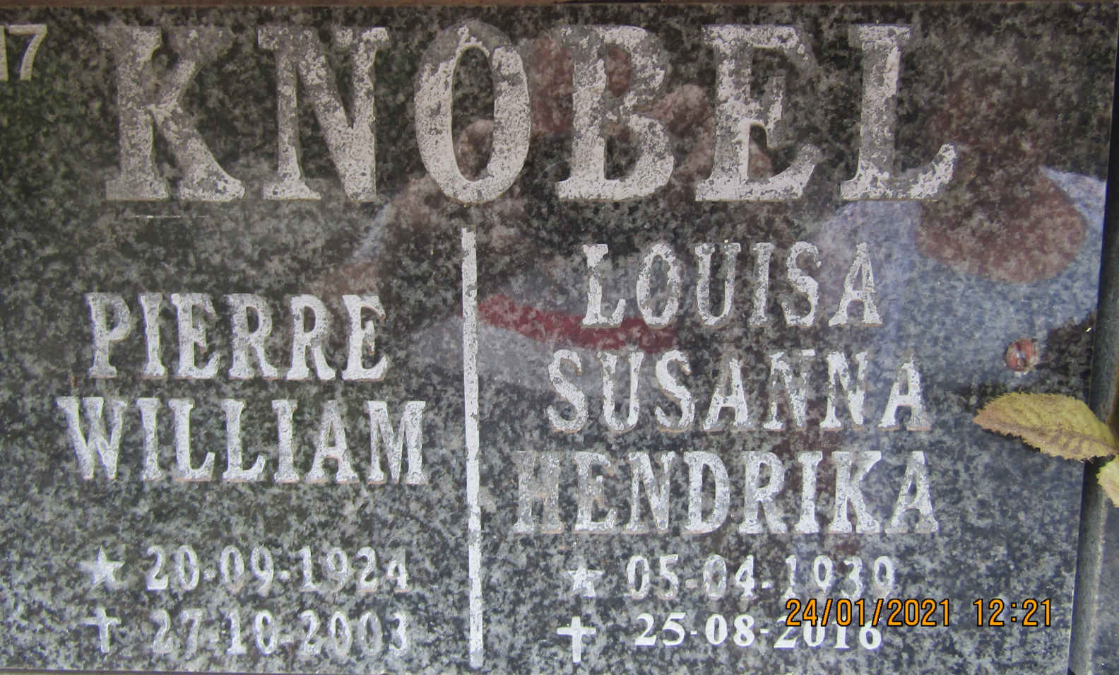 KNOBEL Pierre William 1924-2003 & Louisa Susanna Hendrika 1939-2016
