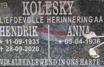 KOLESKY Hendrik 1931-2020 & Anna  1936-