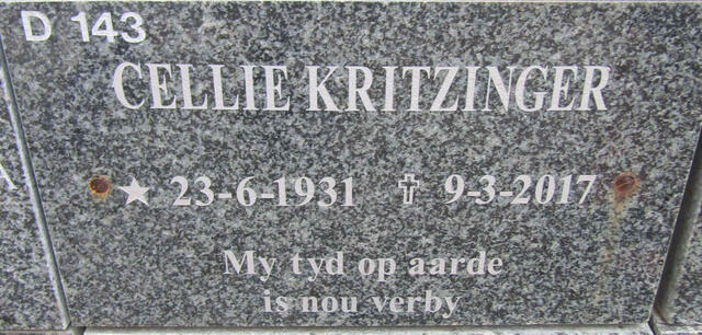 KRITZINGER Cellie 1931-2017