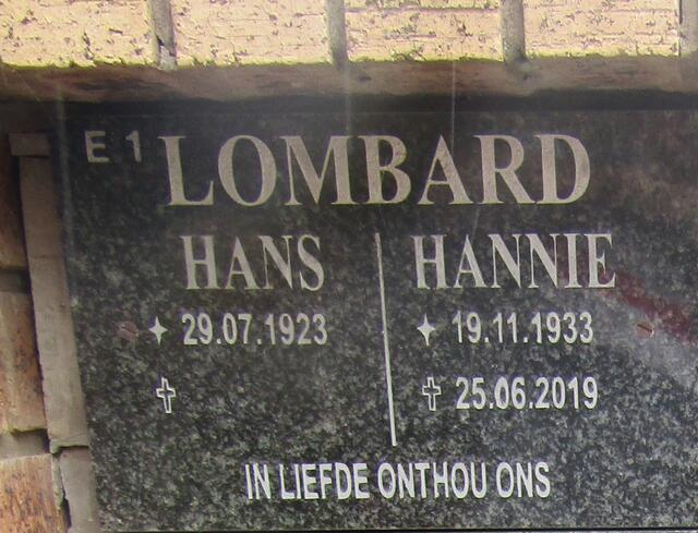 LOMBARD Hans 1923- & Hannie 1933-2019
