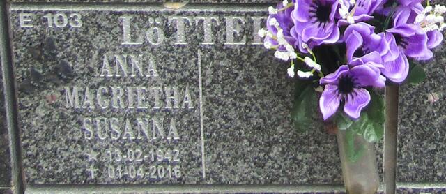 LOTTER Anna Magrietha Susanna 1942-2016