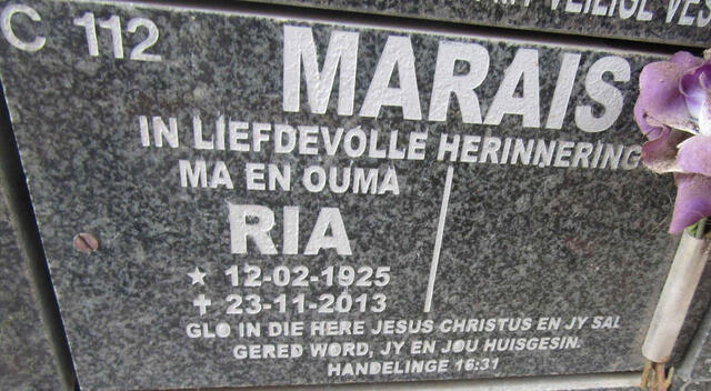 MARAIS Ria 1925-2013