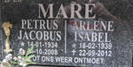 MARE Petrus Jacobus 1934-2008 & Arlene Isabel 1939-2012