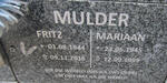 MULDER Fritz 1944-2016 & Mariaan 1945-1999