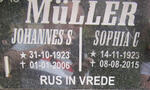 MULLER Johannes S. 1923-2006 & Sophia C. 1923-2015