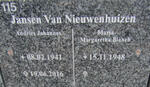 NIEUWENHUIZEN Andries Johannes, Jansen van 1941-2016 & Maria Margaretha Blanch 1948-