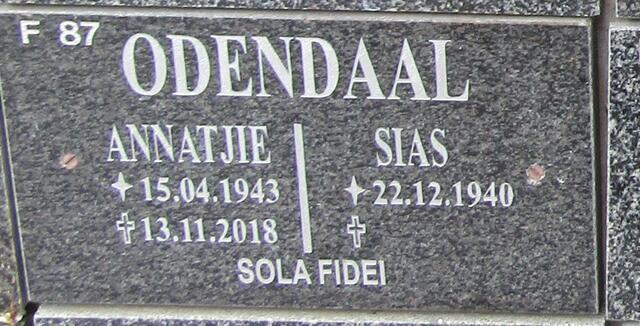 ODENDAAL Sias 1940- & Annatjie 1943-2018