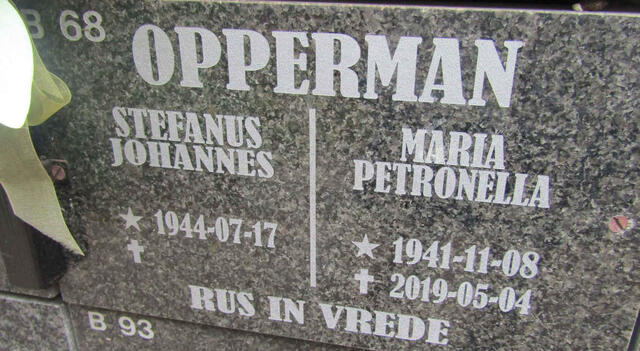 OPPERMAN Stefanus Johannes 1944- & Maria Petronella 1941-2019