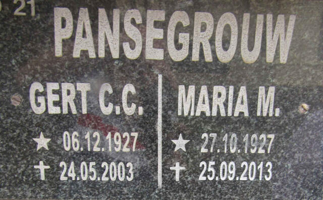 PANSEGROUW Gert C.C. 1927-2003 & Maria M. 1927-2013