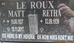ROUX Matt, le 1937-2017 & Rheta 1939-