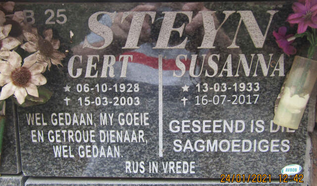 STEYN Gert 1928-2003 & Susanna 1933-2017