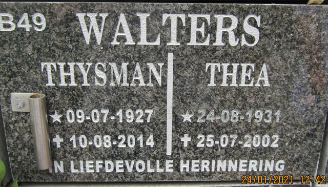 WALTERS Thysman 1927-2014 & Thea 1931-2002