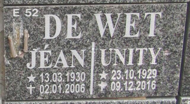 WET Jean, de 1930-2006 & Unity 1929-2016