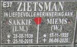 ZIETSMAN I.M. 1939-2016 & W. 1935-2020