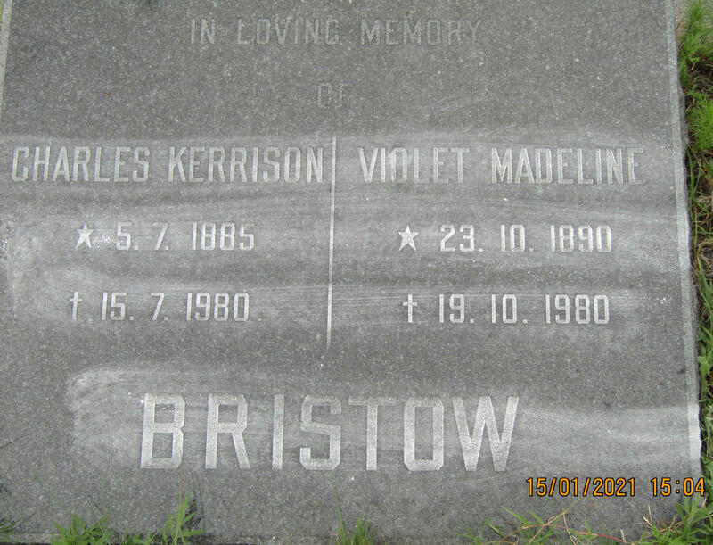 BRISTOW Charles Kerrison 1885-1980 & Violet Madeline 1890-1980