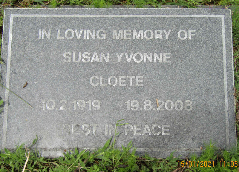 CLOETE Susan Yvonne 1919-2008