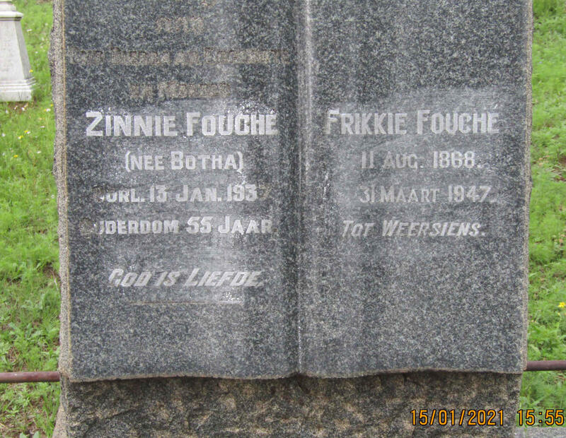 FOUCHE Frikkie 1868-1947 & Zinnie BOTHA  -1937
