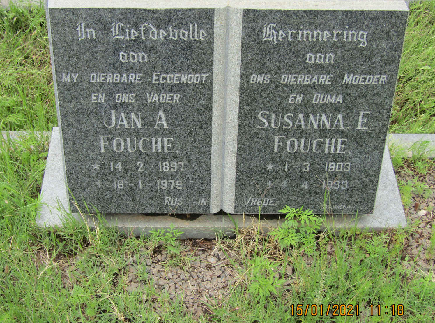 FOUCHE Jan A. 1897-1979 & Susanna E. 1903-1993