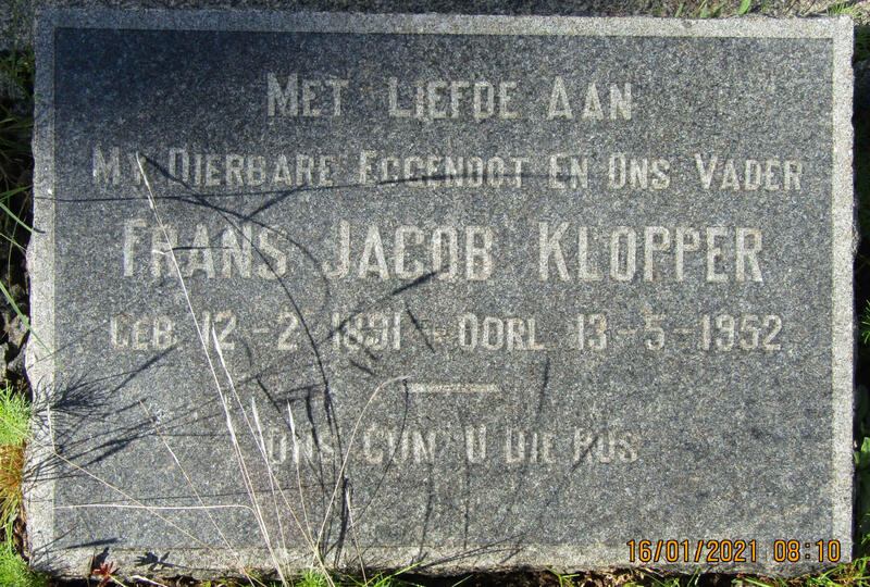 KLOPPER Frans Jacob 1891-1952