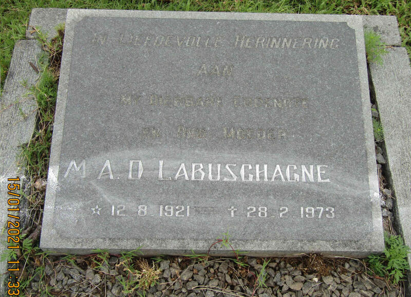 LABUSCHAGNE M.A.D. 1921-1973