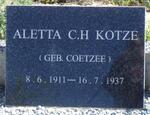 KOTZE Aletta C.H. nee COETZEE 1911-1937