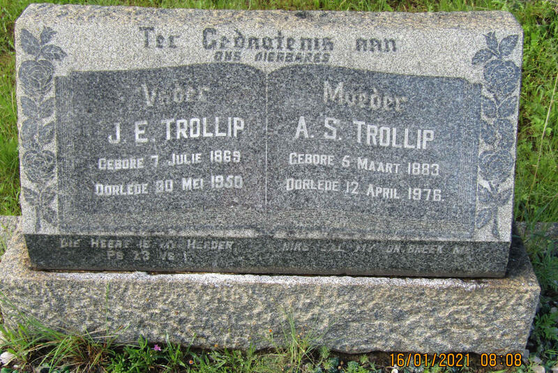 TROLLIP J.E. 1869-1950 & A.S. 1883-1976