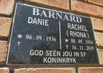 BARNARD Danie 1936- & Rachel 1934-2019