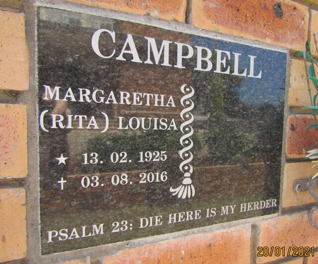 CAMPBELL Margaretha Louisa 1925-2016