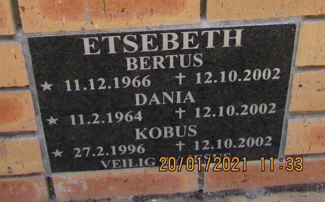 ETSEBETH Bertus 1966-2002 :: ETSEBETH Dania 1964-2002 :: ETSEBETH Kobus 1996-2002