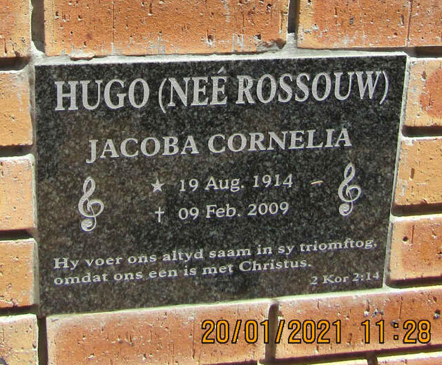 HUGO Jacoba Cornelia nee ROSSOUW 1914-2009