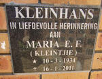 KLEINHANS Maria E.F. 1934-2011