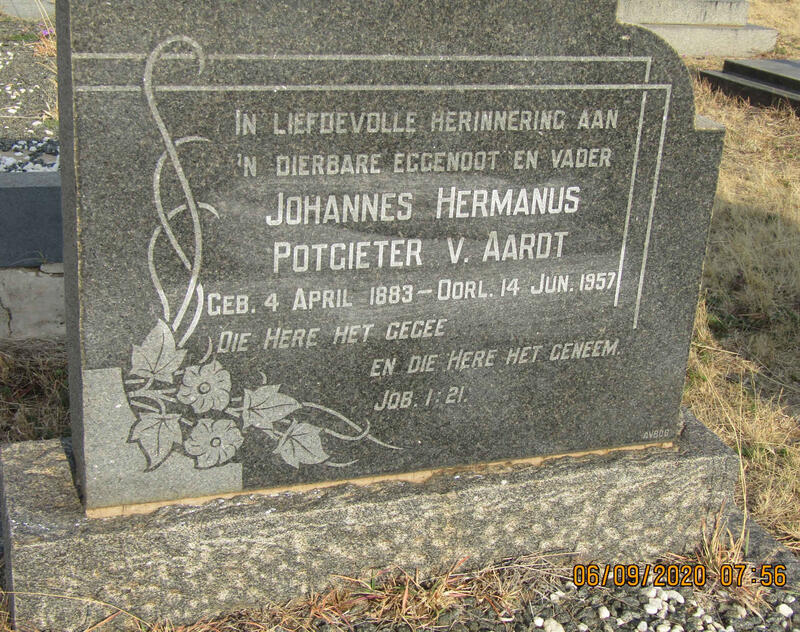 AARDT Johannes Hermanus Potgieter, van 1883-1957