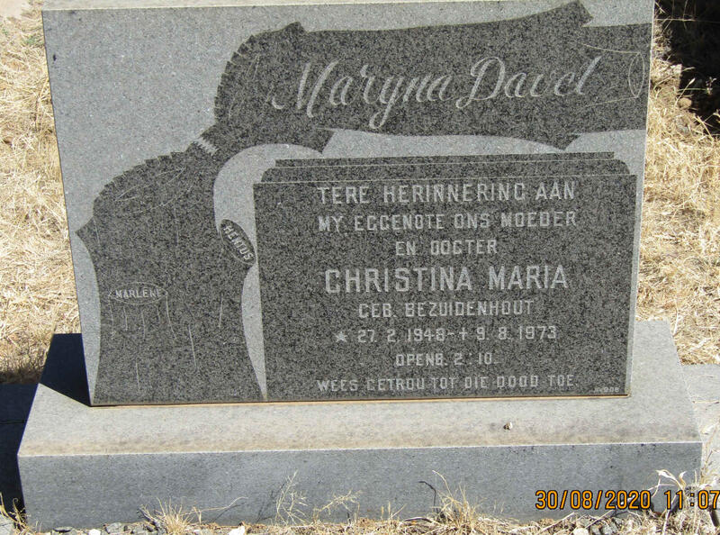 DAVEL Maryna :: DAVEL Christina MARIA nee BEZUIDENHOUT 1948-1973