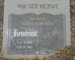 MERWE Hendrina, van der 1925-1983