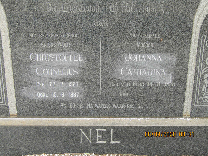 NEL Christoffel Cornelius 1923-1967 & Johanna Catharina V.D. BERG 1928-