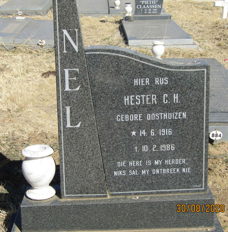 NEL Hester C.H. nee OOSTHUIZEN 1916-1986