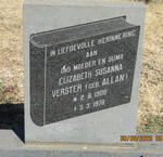 VERSTER Elizabeth Susanna nee ALLAN 1908-1978