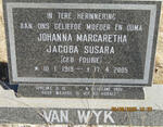 WYK Johanna Margaretha Jacoba Susara, van nee FOURIE 1919-2005