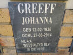 GREEFF Johanna 1936-2014
