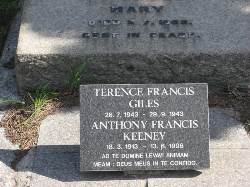 KEENEY Anthony Francis 1913-1996 :: GILES Terence Francis 1943-1943