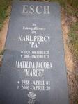 ESCH Karl Percy 1924-2006 & Matilda Jacoba 1928-2000