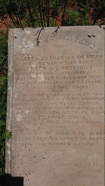 PRETORIUS Aletta Catharina nee DE BRUIN 1785-1868