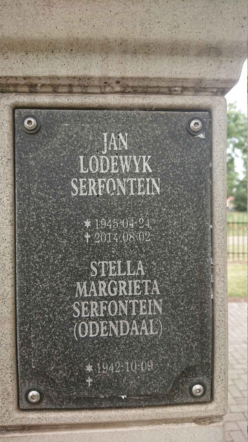 SERFONTEIN Jan Lodewyk 1945-2014 & Stella Margrieta ODENDAAL 1942-
