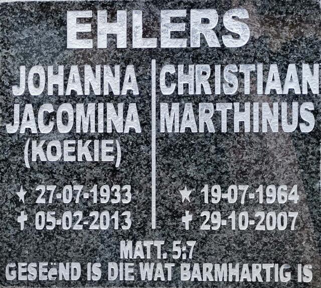 EHLERS Johanna Jacomina 1933-2013 :: EHLERS Christiaan Marthinus 1964-2007