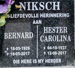 NIKSCH Bernard 1926-2017 & Hester Carolina 1937-2017
